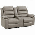 Grijze tweezits relaxbank met middenconsole en bekerhouders, 170 x 95 x 102 cm