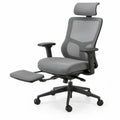 Ergonomische bureaustoel grijs/zwart met uitschuifbare voetensteun, 66 x 66 x 116-126 cm