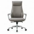 Ergonomische bureaustoel met hoge rugleuning, grijs PU-kunstleer, 65 x 65 x 116-126 cm