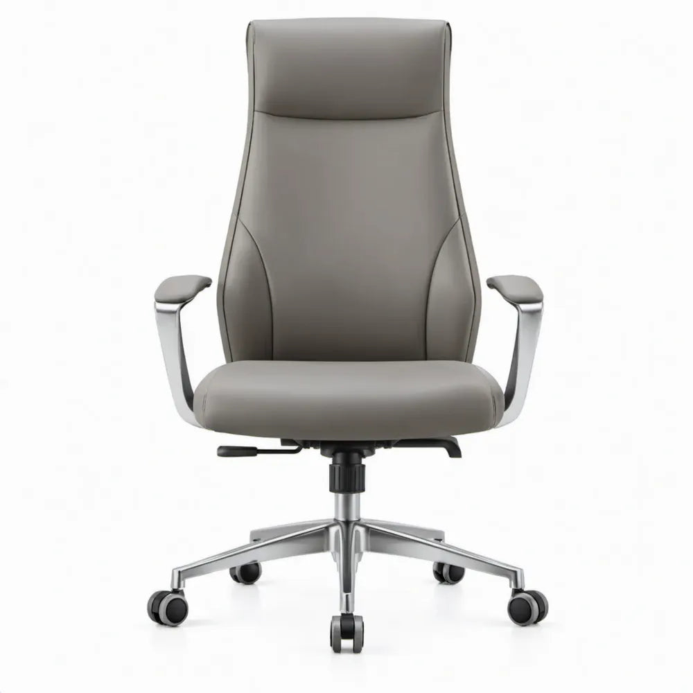 Ergonomische bureaustoel met hoge rugleuning, grijs PU-kunstleer, 65 x 65 x 116-126 cm