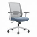 Ergonomische bureaustoel met armleuningen en lendensteun, blauw/grijs/wit/zwart, 64 x 64 x 96-106 cm