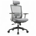 Ergonomische grijs-zwarte bureaustoel met verstelbare hoofdsteun en lendensteun, 65 x 65 x 116-126 cm