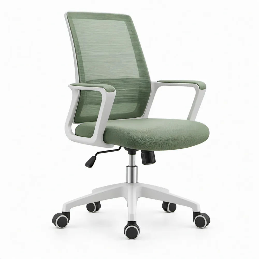 Ergonomische bureaustoel met armleuningen en wielen, groen/wit, 60 x 60 x 94-104 cm