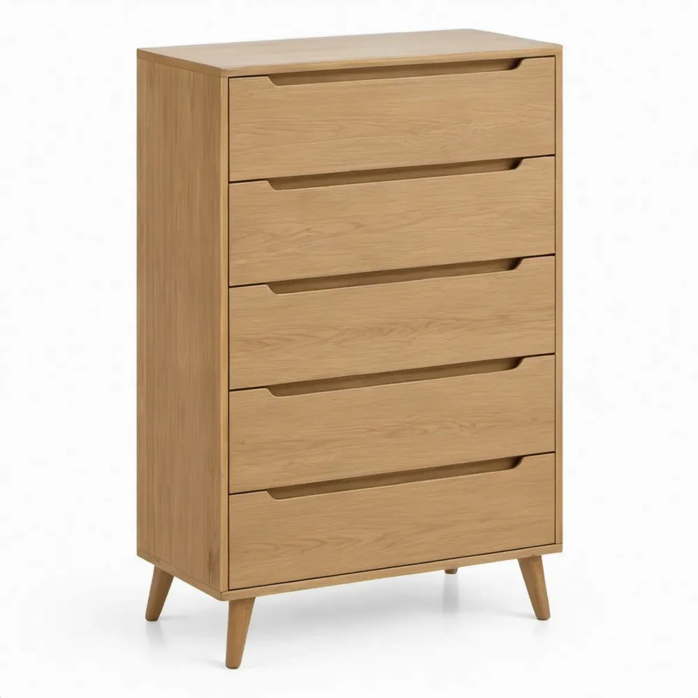 Ladekast met 5 lades, 80 x 40 x 120 cm, naturel eiken
