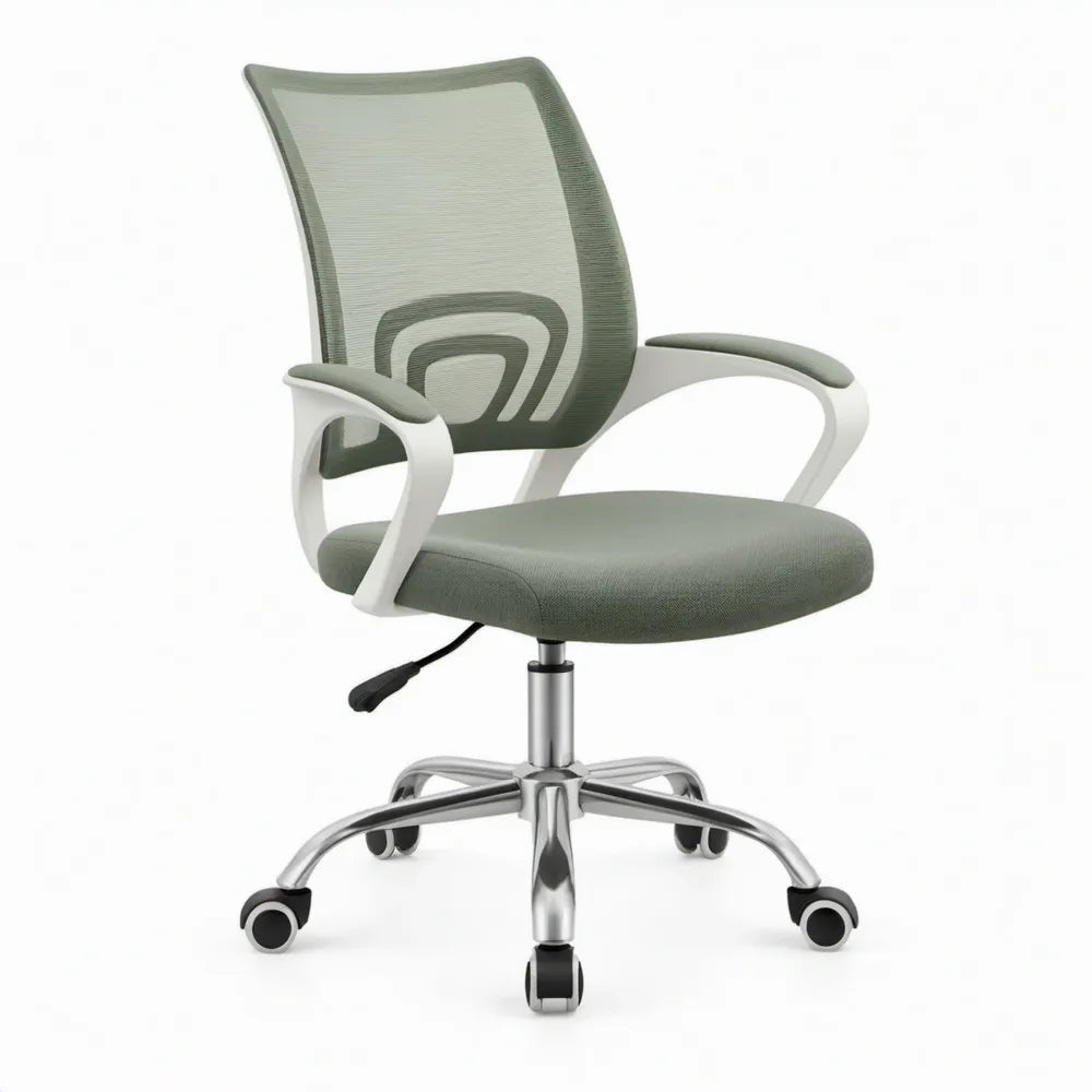 Ergonomische bureaustoel met armleuningen en wielen, grijs/wit, 60 x 60 x 90-100 cm