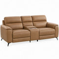 Camelbruine 3-zits relaxbank met middenconsole en bekerhouders, 210 x 95 x 102 cm