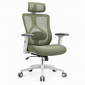 Ergonomische bureaustoel met verstelbare hoofdsteun en lendensteun, groen/wit/zwart, 64 x 64 x 116-126 cm