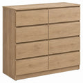 Ladekast met 8 lades, 120 x 40 x 100 cm, Naturel eiken