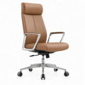 Directiestoel met hoge rugleuning van cognackleurig PU-kunstleer, 66 x 70 x 118-128 cm