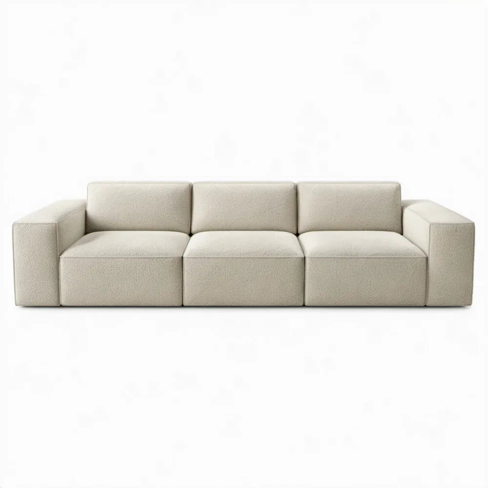 3-zitsbank 300 x 100 x 72 cm in crème bouclé polyester